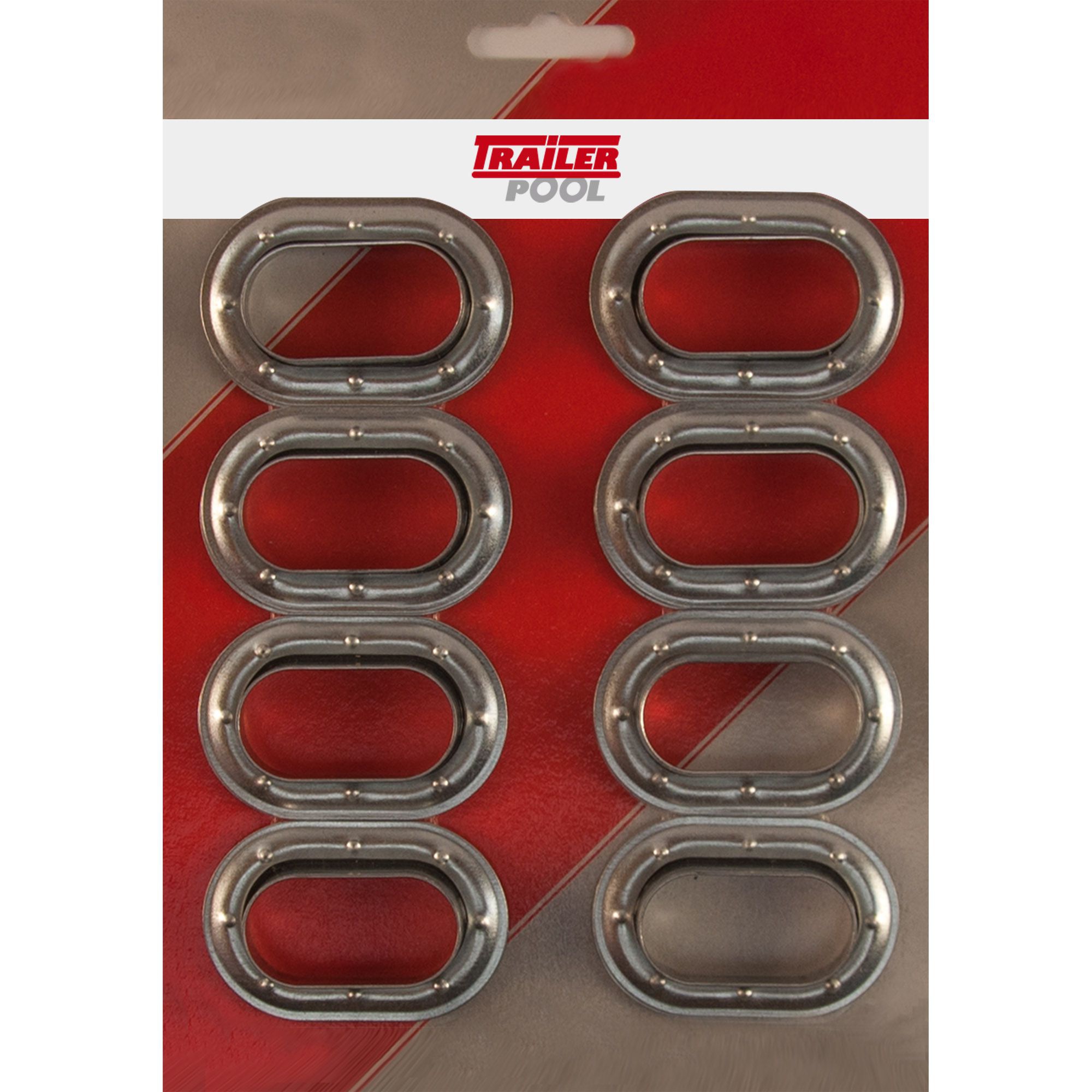 8 x Oeillets de bâche zingué, oblong, 42 x 22 mm