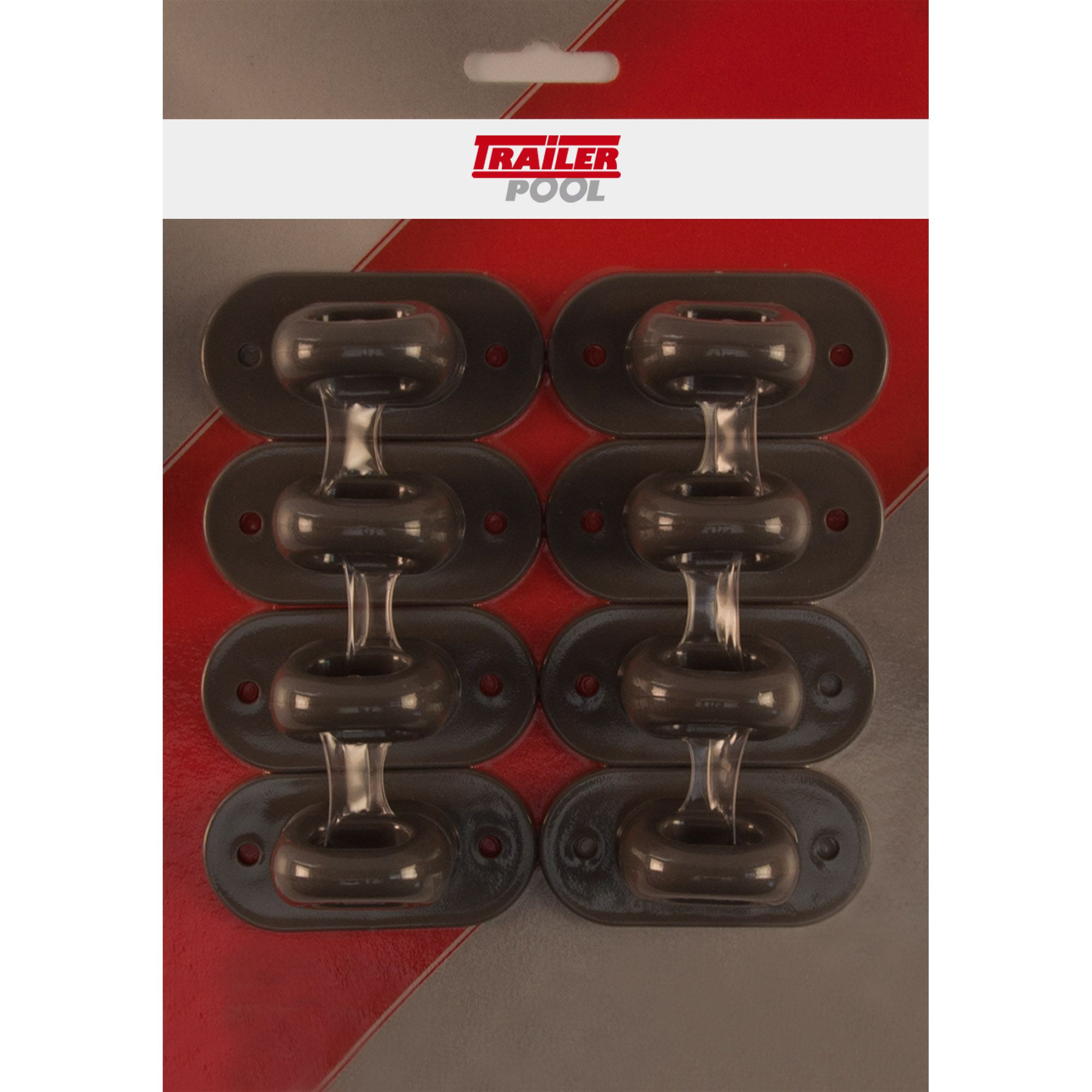 8 x Tourniquets de bâche, hauteur 13 mm entraxe 51mm,  gris