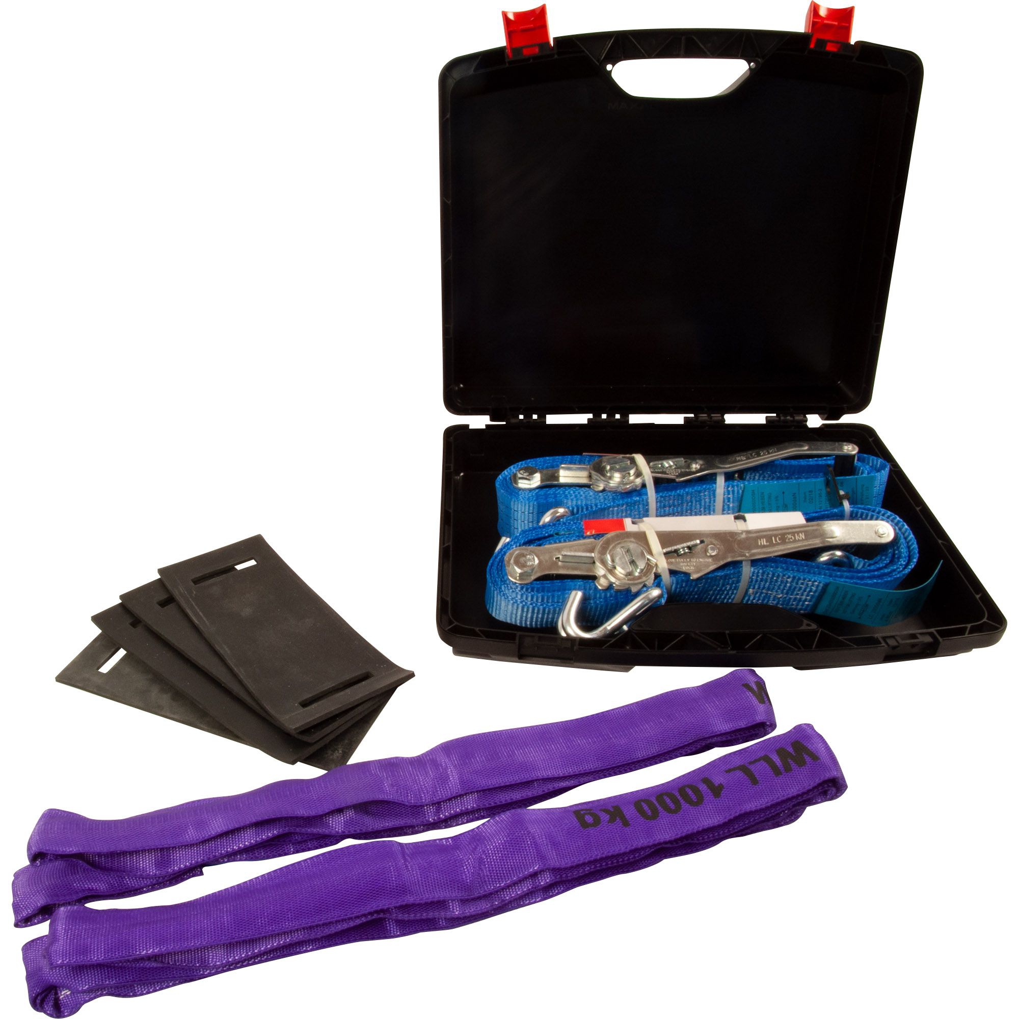 Kit arrimage, sangles et équerres de protection en PVC et élingues