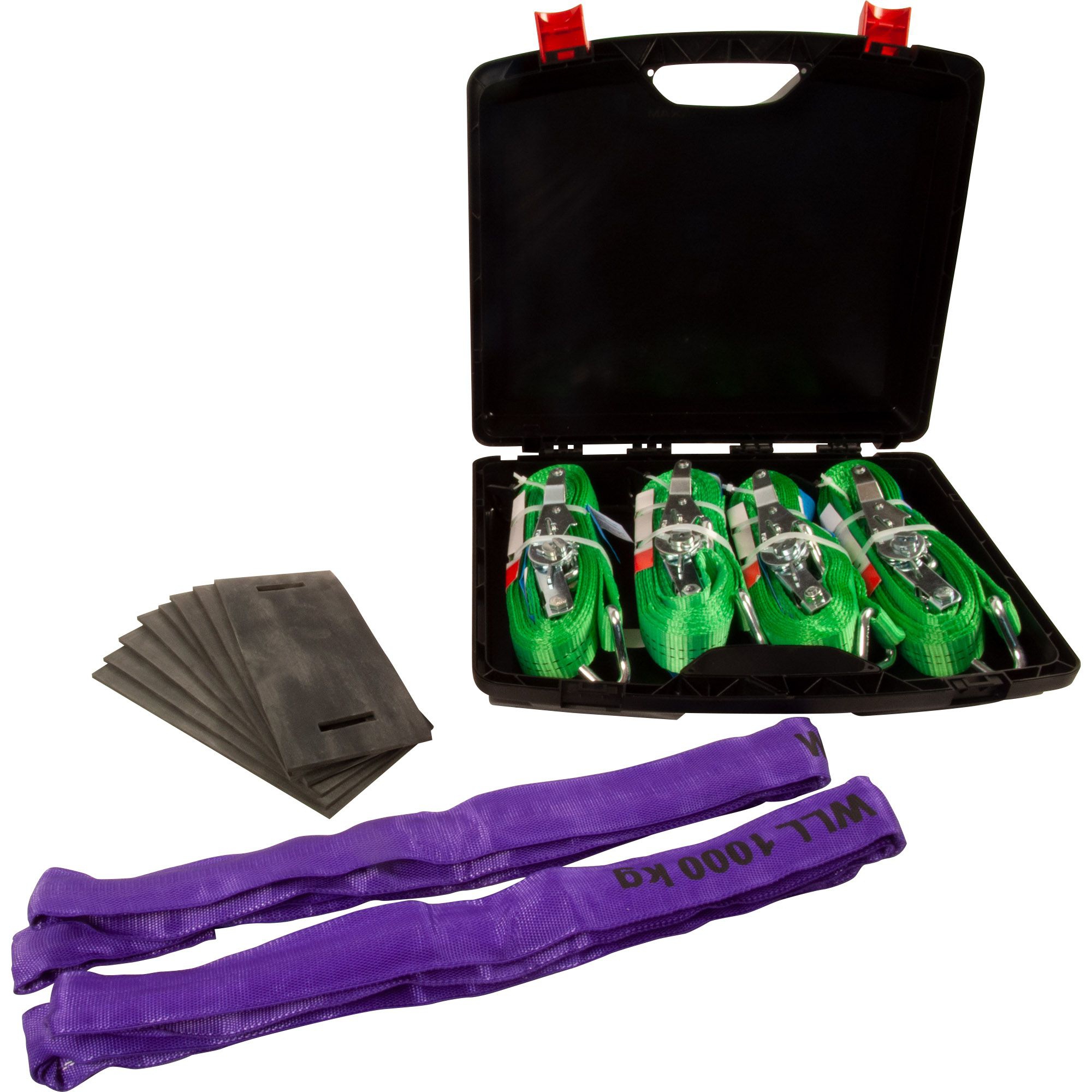 Kit arrimage, sangles et patins de protection et élingues